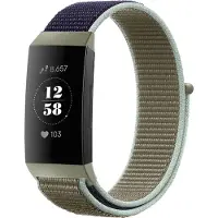 Strap-it Nylon bandje - geschikt voor Fitbit Charge 3 / Fitbit Charge 4 - kaki