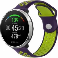 Strap-it Ademend siliconen sport bandje - geschikt voor Polar Unite / Ignite / Ignite 2 / Ignite 3 / Pacer - paars/groen