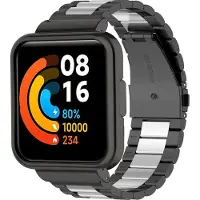 Strap-it Stalen Smartwatch bandje - Geschikt voor Redmi Watch 2 Lite stalen band - zwart/zilver - Horlogeband / Polsband / Armband