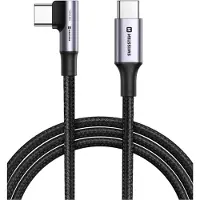 Swissten haakse USB-C naar USB-C kabel - 100W Laptop Kabel - 2M - Zwart