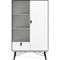 Ebuy24 Rye vitrinekast 1 glazen deur, 1 deur, 1 lade mat wit.