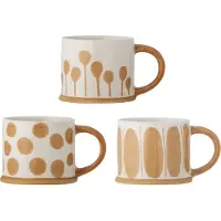 Bloomingville Linora mok 45 cl 3-pack Wit-bruin