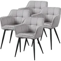 En.casa Eetkamerstoel 'Birmingham', set van 4 met armleuningen, bekleed met textiel, grijs