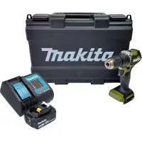 Makita DHP 487 SF1KO accu klopboormachine 18 V 40 Nm Brushless Olive Outdoor Adventure serie + 1x oplaadbare accu 3.0 Ah + lader + koffer