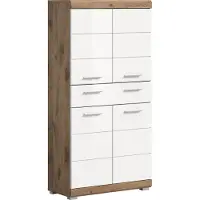 Ebuy24 Wave badkamerkast 4 deuren, 1 lade wit hoogglans, eiken decor.