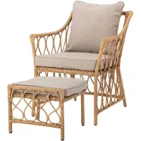 Bloomingville Belluce Loungestoel met voetenbank, naturel