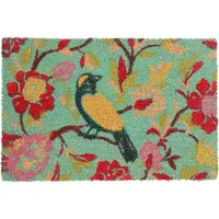 Relaxdays deurmat kokos - met vogel en bloemen - 60 x 40 cm - pvc - antislip - voor voordeur