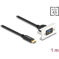 DeLOCK Easy 45 Module SuperSpeed USB 10 Gbps (USB 3.2 Gen 2) USB Type-A female to USB Type-C male with pigtail, 22,5 x 45 mm