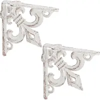Relaxdays planksteunen gietijzer - set van 2 - antiek - ornamenten - vintage - wit