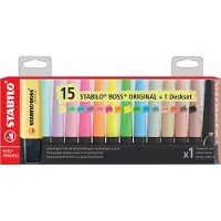Stabilo BOSS ORIGINAL - Markeerstift - Neon, Pastel & NatureCOLORS - Deskset Met 15 Kleuren