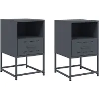 vidaXL Nachtkastjes 2 st 36x39x60,5 cm staal antracietkleurig