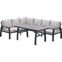 Garden Impressions Cameron lounge dining set 3-delig links - desert sand