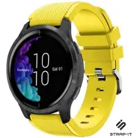 Strap-it Smartwatch siliconen bandje - geschikt voor Garmin Venu / Venu SQ / Vivomove HR / Forerunner 245 / 570 - 42mm / 645 - geel