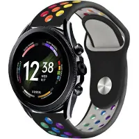 Strap-it Siliconen sport bandje - geschikt voor Fossil Gen 6 44mm / Gen 5 / Gen 5e 44mm - zwart/kleurrijk
