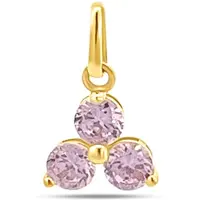 New Bling 9NBSAM-G230058 Gouden Hangertje met Drie Zirkonia Steentjes - Bloem - Roze - 7,5x7,8mm - 14 Karaat - Goud