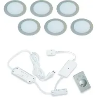 Hera FR-55 Dynamic LED set van 6 inbouw spots met kleur/dim-controller met afstandsbediening RVS-look