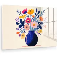 MuchoWow Glasschilderij 180x120 cm - Schilderij acrylglas - Vaas - Bloemen - Boeket - Foto op glas - Muurdecoratie woonkamer - Wanddecoratie slaapkamer - Schilderijen