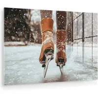 MuchoWow Glasschilderij 180x120 cm - Schilderij acrylglas - Schaatsen - IJs - Winter - Sneeuw - Foto op glas - Muurdecoratie woonkamer - Wanddecoratie slaapkamer - Schilderijen