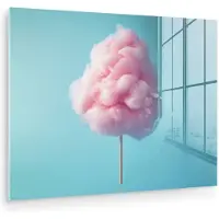 MuchoWow Glasschilderij 160x120 cm - Schilderij acrylglas - Suikerspin - Zoet - Snoep - Foto op glas - Muurdecoratie woonkamer - Wanddecoratie slaapkamer - Schilderijen