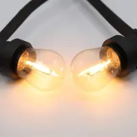 LumenXL lichtsnoer set standaard van 20 meter met 60 fittingen en 1 watt 2200K LED filament lampen