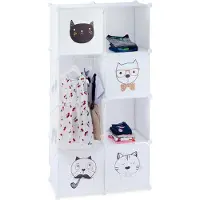 Relaxdays kinderkast - modulair - 7 vakken - kledingstang - speelgoedkast kinderen - wit