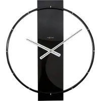 Nextime wandklok | hout/staal | zwart | 50.8 x 58.2 x 4.3 cm