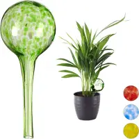 Relaxdays waterdruppelaar - set van 2 - glas - Ø 6 cm - kamerplanten - groen