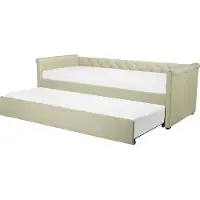 Beliani LIBOURNE - Onderschuifbed - Beige - 80 x 200 cm - Polyester