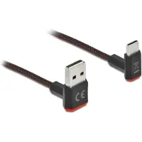 DeLOCK USB-C - Easy-USB-A kabel | haaks boven/beneden | USB2.0 | QC 18W | nylon | 1,5 meter
