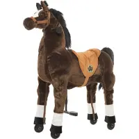 Animal Riding Paard Amadeus Bruin Medium / Large - Rijdend paardenspeelgoed - Paardenspeelgoed - Speelgoed vanaf 3 jaar - Zadelhoogte 68 CM- Verstelbaar pedaal 3 standen - Afneembaar zadel