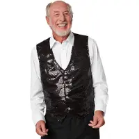 TecTake dressforfun - Paillettenvest heren zwart XL - verkleedkleding kostuum halloween verkleden feestkleding carnavalskleding carnaval feestkledij partykleding - 303974