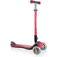 Globber ELITE DELUXE LIGHTS – Loopfiets voor kinderen, 120/80 mm wielen, ABEC 5 lagers, 3 wielen, in hoogte verstelbaar, LED-wielen, rood