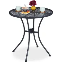 Relaxdays tuintafel - parasolgat - weerbestendig - staal - 72 x 70 cm - bistrotafel - antraciet