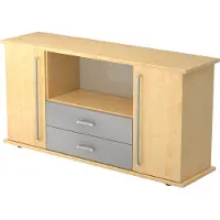 Hjh OFFICE PRO KAPA SB | Dressoir | met deuren + laden - Esdoorn Sideboard Chrome metaal handgreep