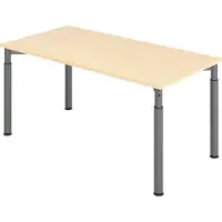 Hjh OFFICE PRO YAMA 16 S 160 x 80 - hoogte - verstelbaar frame zilver - 160 x 80 Esdoorn/Zilver Tafelhoogte I In hoogte verstelbaar