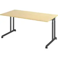 Hjh OFFICE PRO ZENO 16 G 160 x 80 - hoogte - verstelbaar frame zilver - 160 x 80 Tafelhoogte I In hoogte verstelbaar Esdoorn/Grafiet