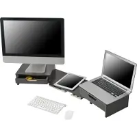 En.casa Monitorstandaard verhoger Marttila 60x22x11 cm donkergrijs