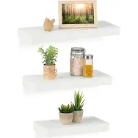 Relaxdays wandplank zwevend - set van 3 - versch. groottes - boekenplank slaapkamer