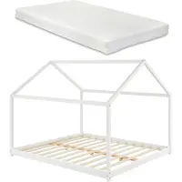 En.casa Kinderbed Cerro huisbed met matras 160x200 cm wit