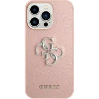 GUESS 4G Metal Logo Saffiano Backcover voor de Apple iPhone 13 Pro - Roze