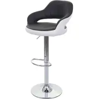 Mendler Barkruk -F16, barkruk counter kruk draaikruk, met rugleuning kunstleer ~ zwart-wit