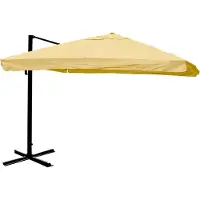 Mendler Zweefparasol -A96, parasol catering 3x3m (Ø4.24m) polyester/aluminium 23kg ~ Flap, crème zonder voet, draaibaar
