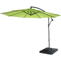 Mendler Acerra zweefparasol, parasol, Ø 3m kantelbaar, polyester/staal 11kg ~ green-lemon met voet
