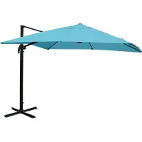 Mendler Zweefparasol -A96, parasol 3x3m (Ø4.24m) polyester aluminium/staal 23kg ~ turquoise zonder voet, draaibaar