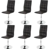 Mendler Set van 6 eetkamerstoelen -C41, keukenstoel, in hoogte verstelbaar, draaibaar, kunstleer MVG-gecertificeerd ~ bruin