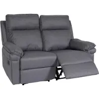 Mendler 2-zits bioscoopfauteuil -L94, relaxfauteuil TV-fauteuil bank, verstelbare armleuning nosag-vering stof/textiel ~ donkergrijs