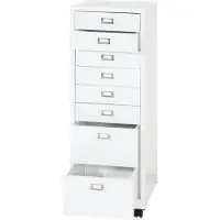 MCW Ladekast, ladekast op wielen, stalen ladekast, archiefkast, metaal 115x40x41cm 8 laden ~ wit