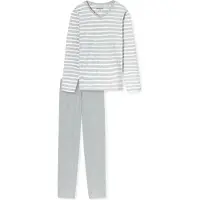 Schiesser Pyjama ' Casual Essentials ' grijs gemêleerd / wit