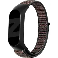 Bandz Nylon bandje - geschikt voor Xiaomi Mi Band 3 / 4 / 5 / 6 activity tracker - comfortabel nylon bandje met klittenbandsluiting - zwart mix