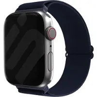 Strap-it Elastisch nylon bandje met klemsluiting - geschikt voor Apple Watch Series 1/2/3/4/5/6/7/8/9/10/11/SE/SE2/SE3 - Rekbaar iWatch bandje in maat: 38 / 40 / 41 / 42mm - donkerblauw